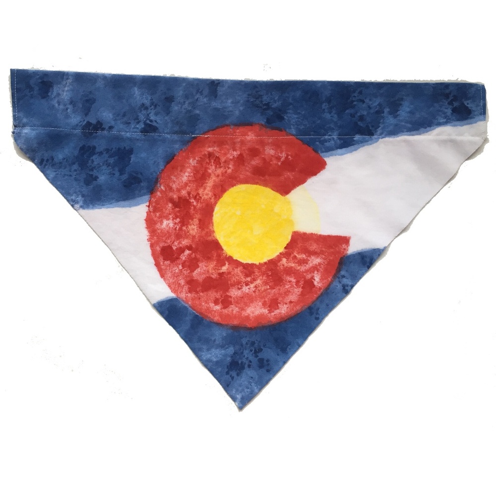 X Large over collar Colorado flag dog bandanna